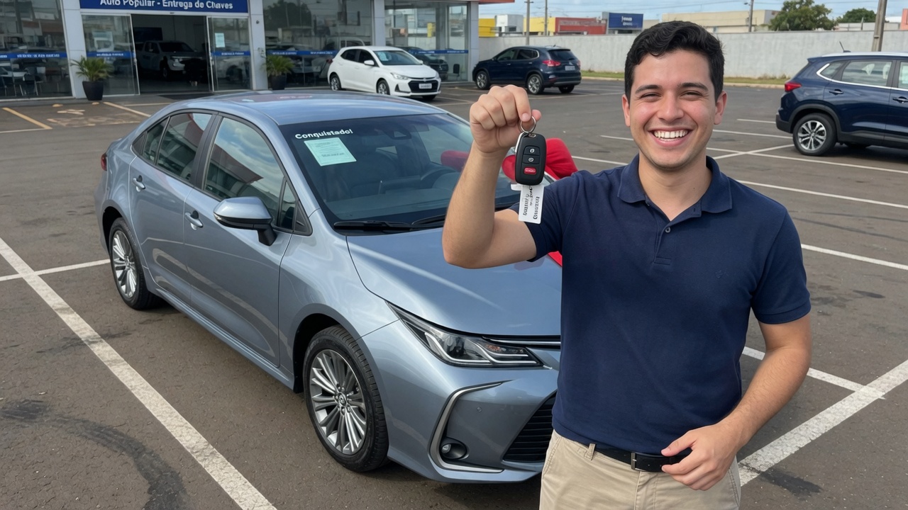 Cliente Padom recebe as chaves do seu carro novo após contemplação